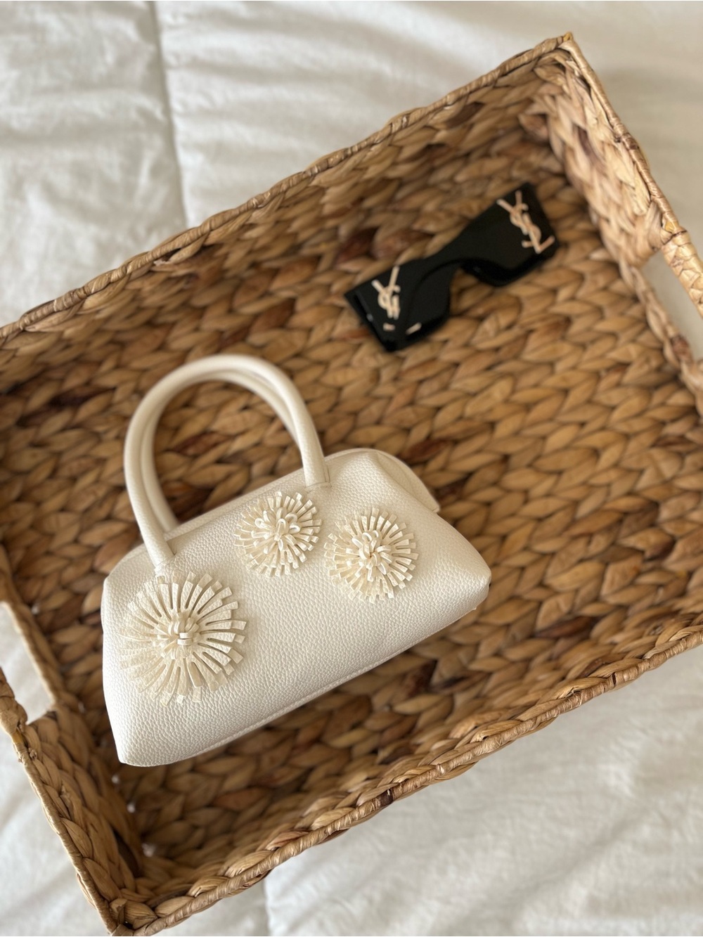 Target Cream Floral Appliqué Top-Handle Bag